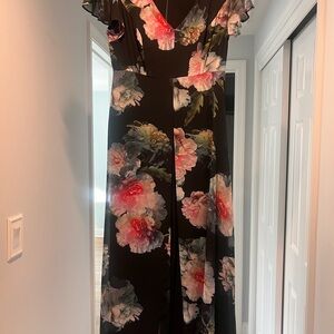 Adrianna Papell Black Floral Jumpsuit